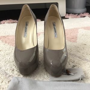 Brian Atwood platform patent leather pumps